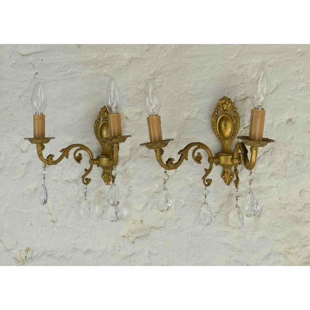 French Chandelier & Wall Sconces, 1950s, Set of 3 For Sale - Image 12 of 15