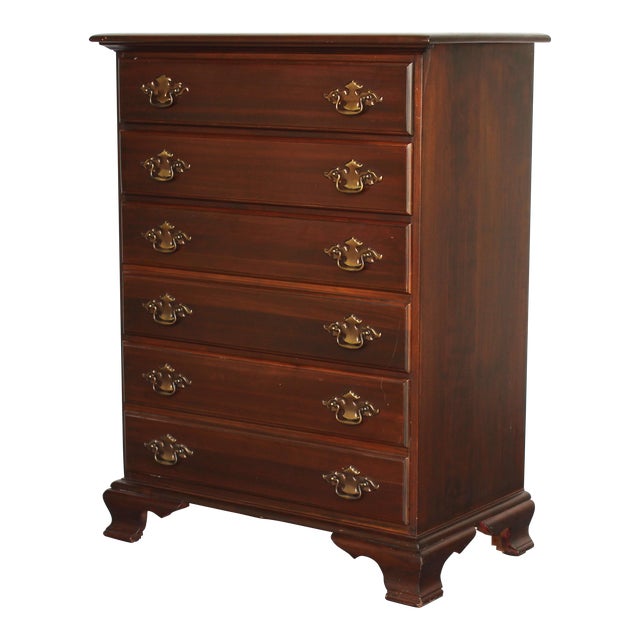 1970s Vintage Chippendale Cherry Chest of Four Drawers For Sale