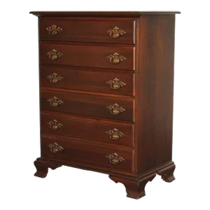 1970s Vintage Chippendale Cherry Chest of Four Drawers