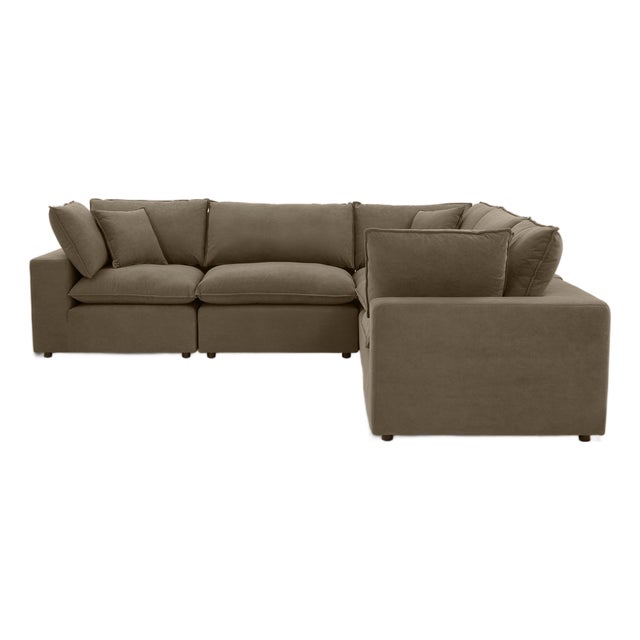 Cali Chocolate Brown Performance Velvet Modular L-Sectional For Sale