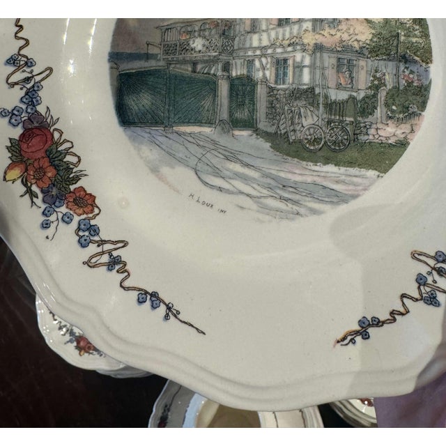 Early 20 Century French Porcelain Dinnerware, About 208 Pieces Signed H. Loux For Sale - Image 10 of 13