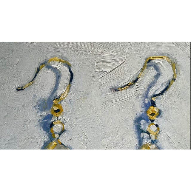 Contemporary Original Oil Painting – Pearl Drop Earrings Still Life For Sale - Image 3 of 12