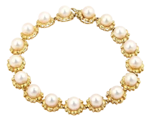 Pearls Floral 14k Yellow Gold Bracelet