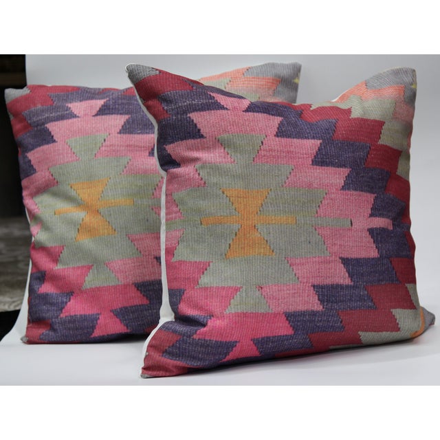 Diamond Pattern Kilim Inspired Print Pillows A Pair Chairish