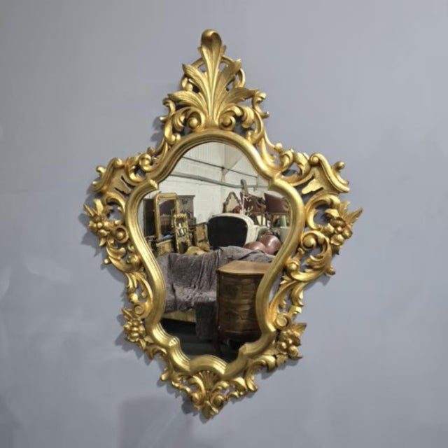 Gold Venetian Giltwood Wall Mirror, 1920 For Sale - Image 8 of 8
