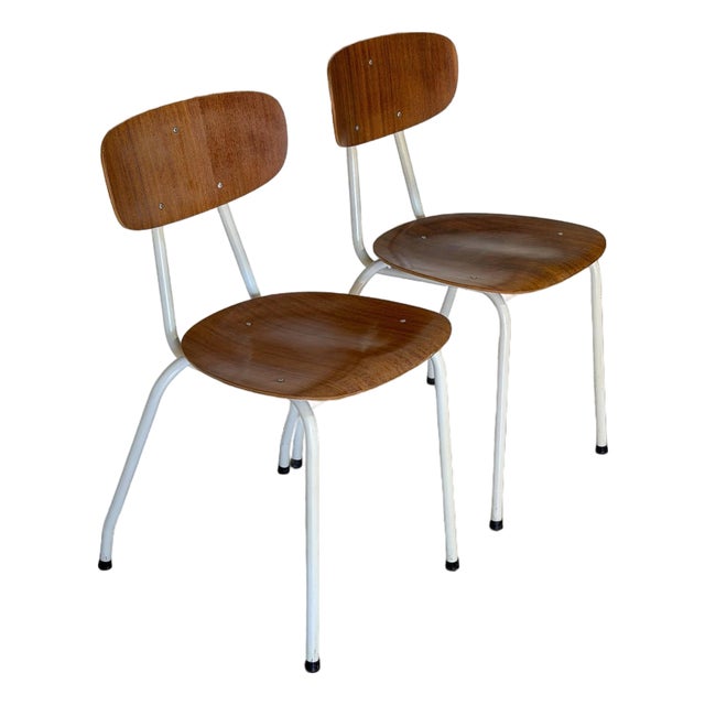 Plywood Stacking Chairs Set of 2 Mid-Century Modern 1970s For Sale