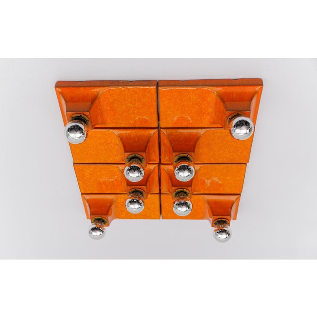 Orange Mid-Century Modern Orange Ceramic Wall Lights from Waldi, 1960s, Set of 8 For Sale - Image 8 of 18