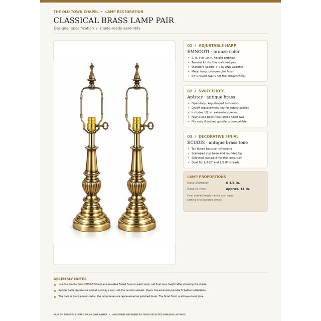 Mid 20th Century Mid 20th Century Neoclassical Urn Solid Brass Lamps With Deep Red Scalloped Bell Shades - Pair For Sale - Image 5 of 5