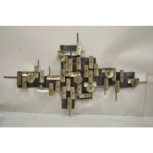 Late 20th Century Mid Century Modern Brutalist Steel Metal 48" Wall Sculpture After Curtis Jere For Sale - Image 11 of 11