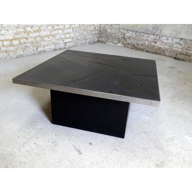 1970s Chrome-Plated Metal and Black Resin Coffee Table, 1970 For Sale - Image 5 of 8