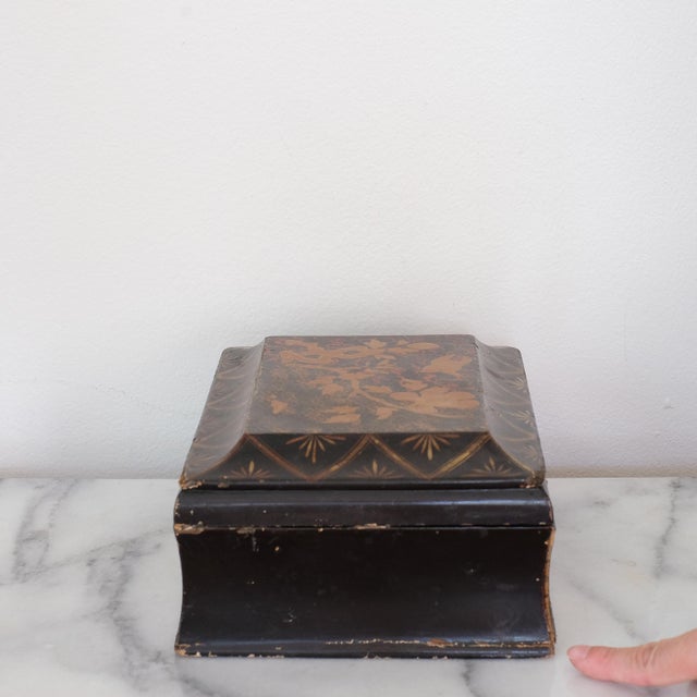 Antique Black Lacquer Japanese Meiji Box For Sale - Image 4 of 6
