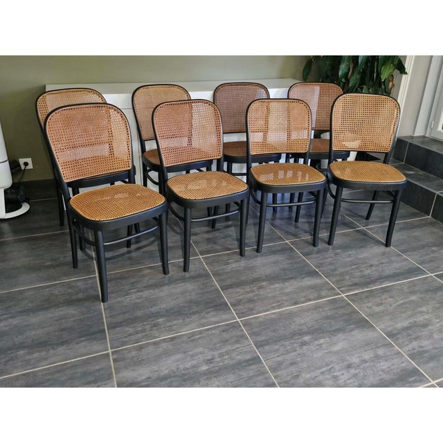 Set of 8 Chairs No. 811 after Hoffmann, 1990s Beautiful set of 8 vintage chairs produced by TON in the Czech Republic in...