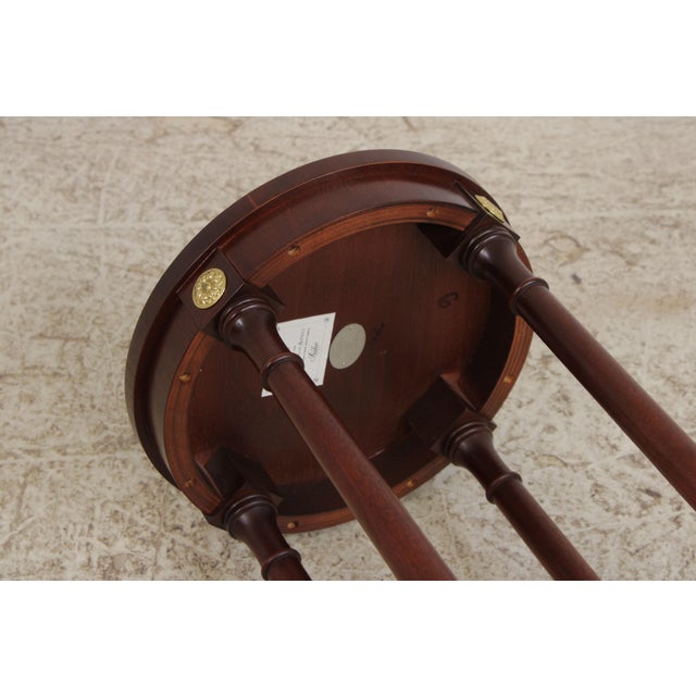 Pair of Baker Mahogany Round Plant Lamp Stands For Sale - Image 11 of 13