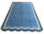 Handmade Woolen Scalloped Rug, Blue With Cream and Green Border 8'x10' For Sale - Image 6 of 7