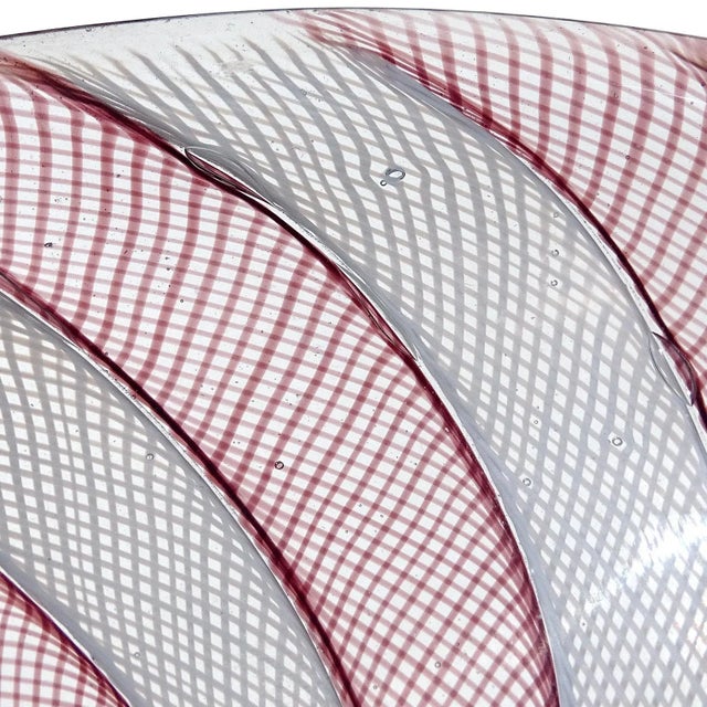 Mid 20th Century Vintage Venini Murano Signed Made in Italy Amethyst White Zanfirico Ribbons Italian Art Glass Ring Dish Bowl For Sale - Image 5 of 7
