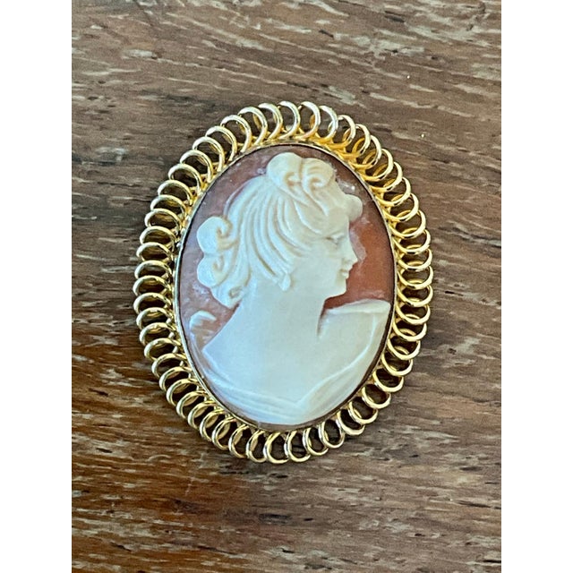 Metal Vintage Victorian 12k Handcarved Cameo Pendant For Sale - Image 7 of 10