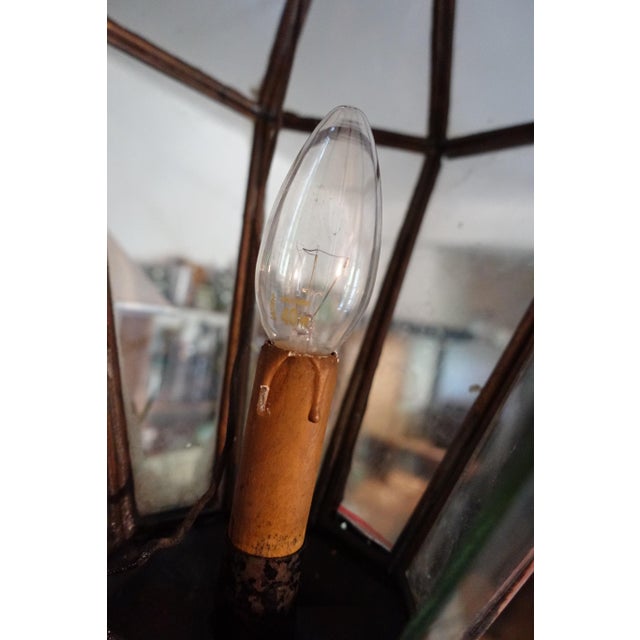 Metal Large Antique Hanging Lantern in Glass and Brass, 1890s For Sale - Image 7 of 9