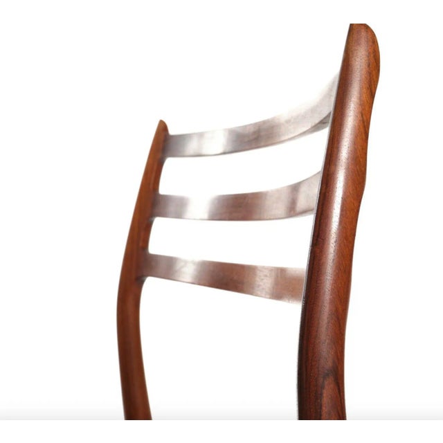 Wood Model 78 Dining Chairs in Teak with Black Paper Cord Seats by Niels Otto (N. O.) Møller for J. L. Møllers, Denmark, 1960s, Set of 4 For Sale - Image 7 of 12