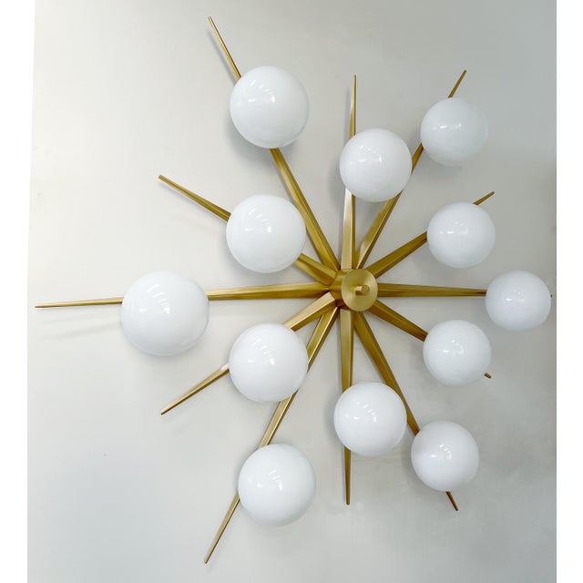 Not Yet Made - Made To Order 21st Century Star Satin Brass Glossy White Murano Flush Mount by Fabio LTD For Sale - Image 5 of 5