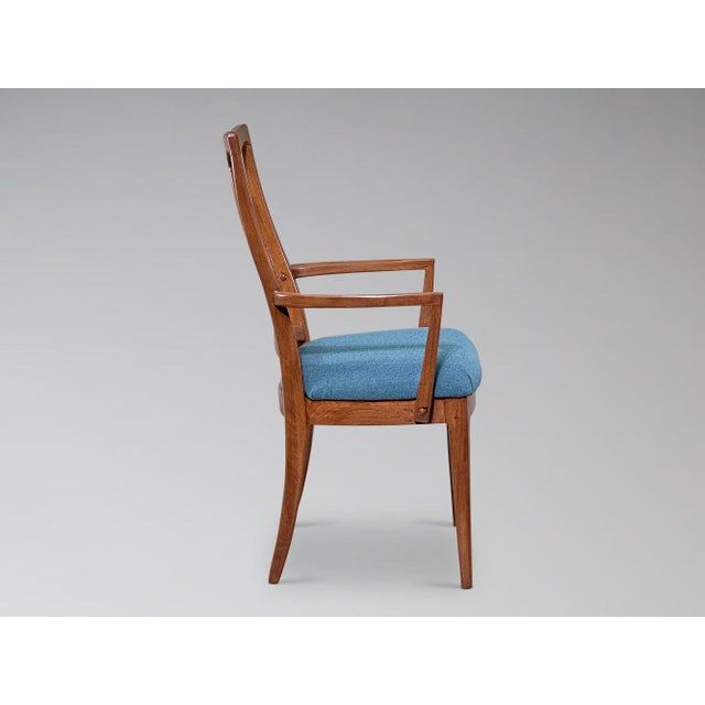 Broyhill Restored Vintage Walnut and Cane Dining Chairs Set of 6 For Sale - Image 4 of 11