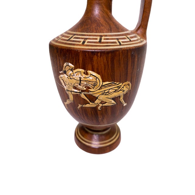 Greek Wood Lekythos by Contemporary 20th C. Greek Ceramist Amphora v. Pertacopoulos. For Sale In Phoenix - Image 6 of 10