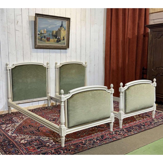 Louis XVI Style Beechwood Beds, Set of 2 For Sale - Image 3 of 16