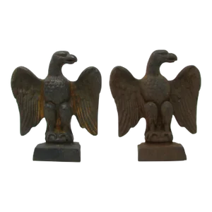 Vintage American Federal Style Cast Iron Eagle Bookends - a Pair