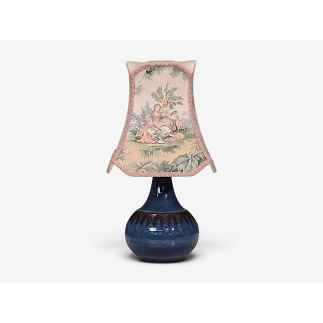 1960s Søholm Stentøj, Small Table Lamp, Dark Blue Stoneware, For Sale - Image 4 of 13