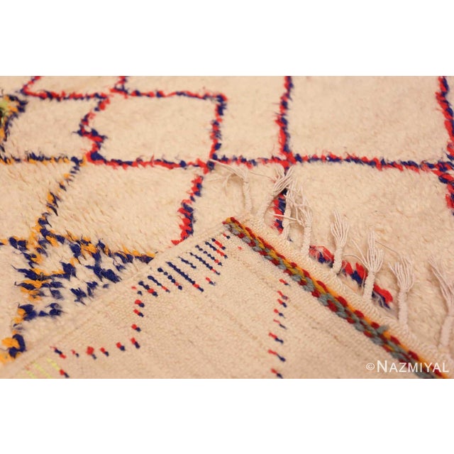 Ivory Nazmiyal Collection Vintage Shaggy Moroccan Azilal Rug For Sale - Image 8 of 8