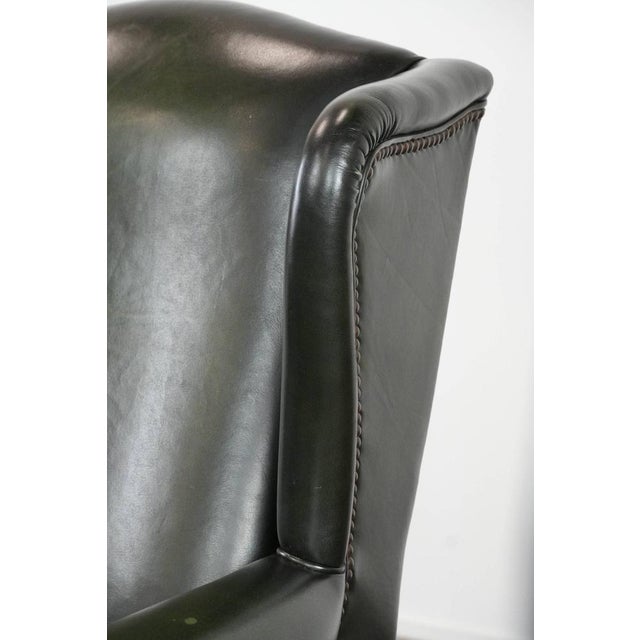 Chesterfield Wing Chair in Cowhide Leather For Sale - Image 14 of 17