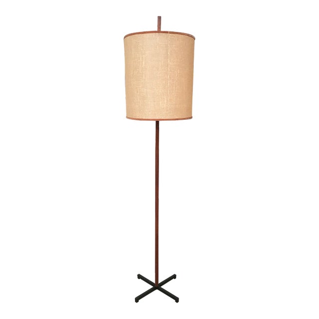 Mid-Century German Teak and Steel Floor Lamp, 1960s For Sale