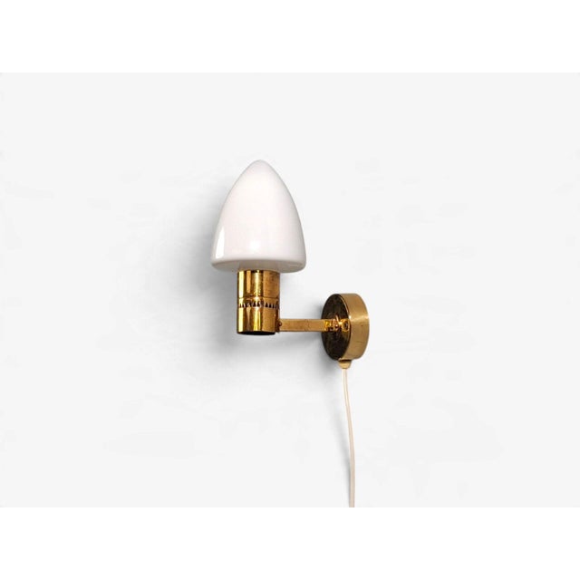 Metal Hans-Agne Jakobsson, Wall Sconce, Brass, Opaline Glass, Sweden, 1960s For Sale - Image 7 of 12