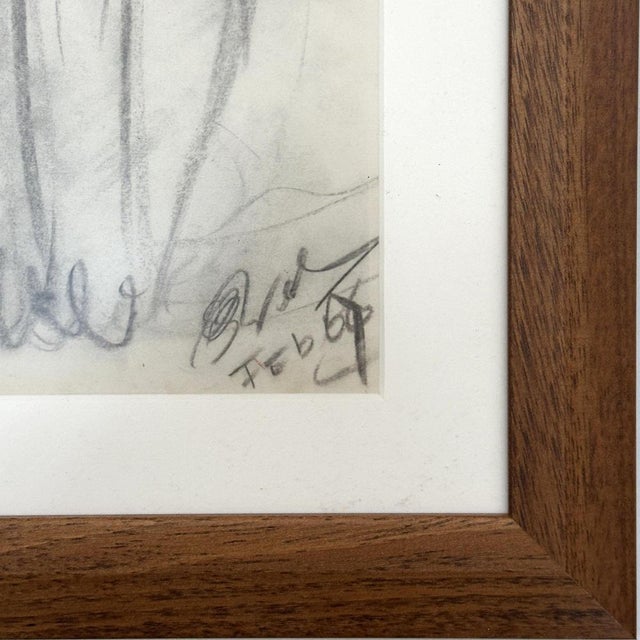 Dutch Artist, Expressive Cat, Pencil Drawing, 1966, Framed For Sale - Image 4 of 11