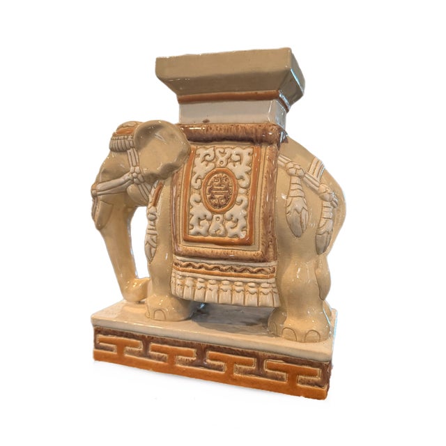 1970s Neutral Shades Elephant Plant Stand For Sale - Image 9 of 9