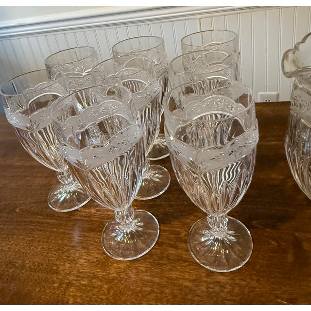 Oneida “Southern Garden” Set of Pitcher and Eight Glasses - 9pcs For Sale - Image 9 of 12