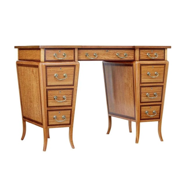 Early 20th Century Satinwood Sheraton Revival Desk, 1890s For Sale - Image 10 of 10