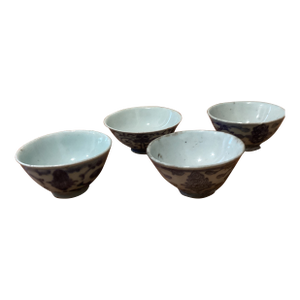 Antique 4pc. Assorted Chinese Blue & White Porcelain Tea Bowls/Rice Cups W/Makers' Marks on the Base
