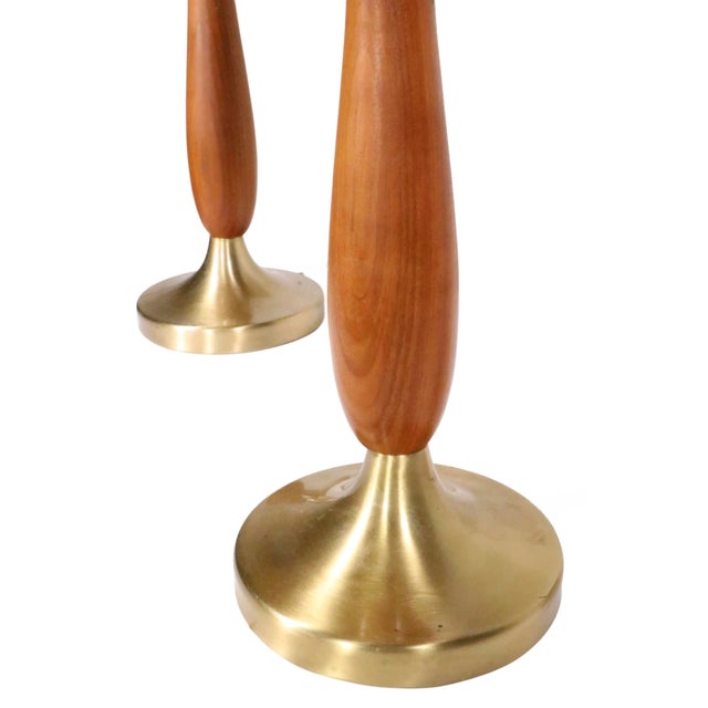 Mid 20th Century Mid 20th Century Mid Century Table Lamps With Original Burlap Shades - a Pair For Sale - Image 5 of 10