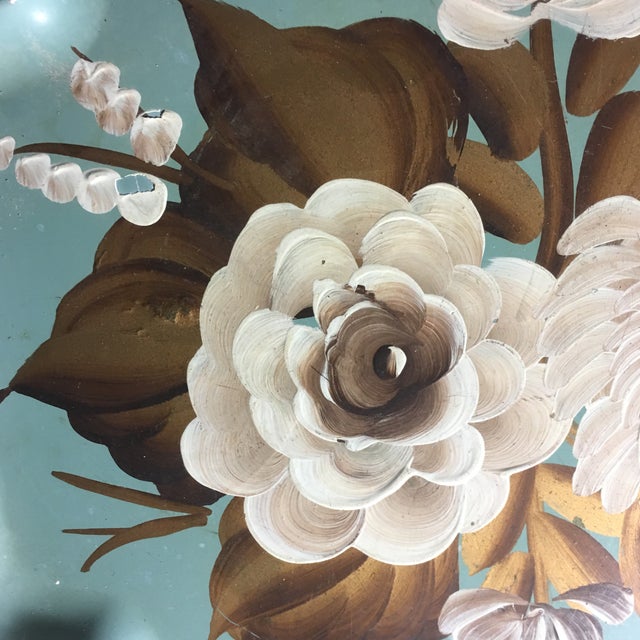 Vintage Tole Ware Blue Hand Painted Flowers Mini Tray For Sale - Image 10 of 11