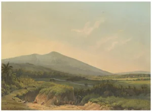 After Salm, Mountain Landscape Near Kedong Badak, Java, Lithograph, 1872