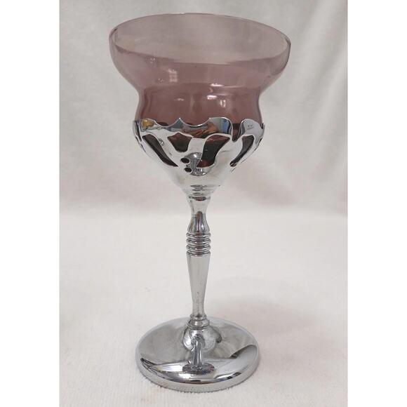 2 MCM FARBERWARE Cambridge Morgantown Chrome Wine Cordial Brandy Glass Romantic 2 replacement glasses for your set. Or use...