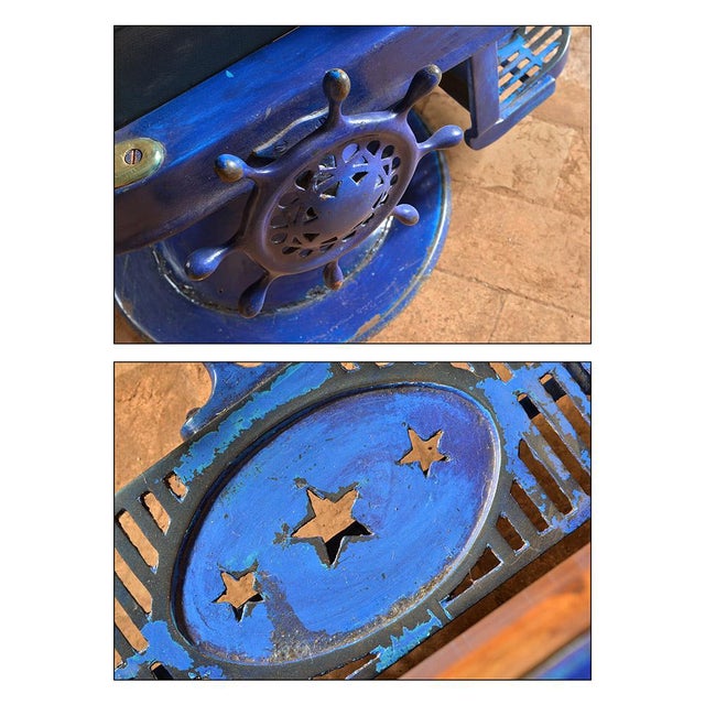 Blue Barber Chair For Sale - Image 5 of 6