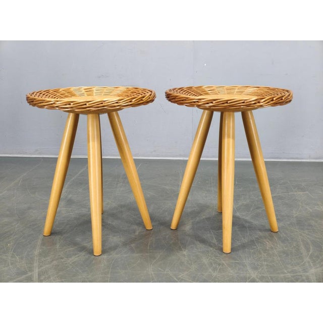 Rattan Side Tables by Jan Kalous for Uluv, 1970s, Set of 2 For Sale - Image 3 of 12