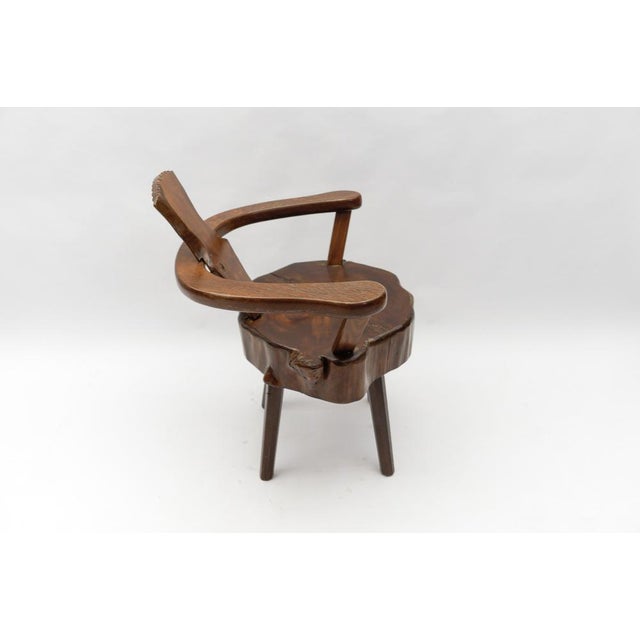 Mid-Century Modern French Wooden Armchair attributed to Pierre Chapo, 1960s For Sale - Image 6 of 14