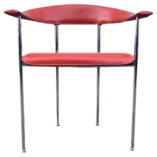 Red Saddle Leather Armchair by Giancarlo Vegni & G. Gualtierotti for Fasem, 1980s For Sale