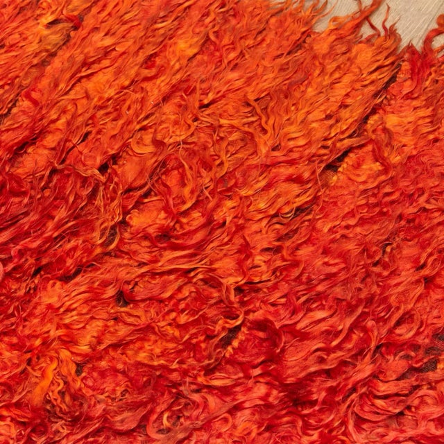 Turkish Hand Knotted Orange Wool Rug, 1980s For Sale - Image 10 of 18