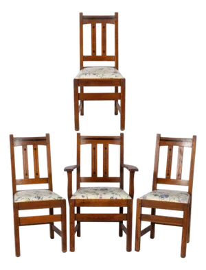 Antique Signed Charles Limbert 'Ebon-Oak' Dining Chairs - Set of 4 - Rare Find Circa 1915
