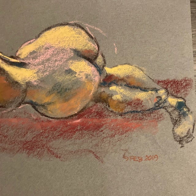Contemporary Contemporary Original Expressionist Female Nude Pastel Life Study Drawing For Sale - Image 3 of 4