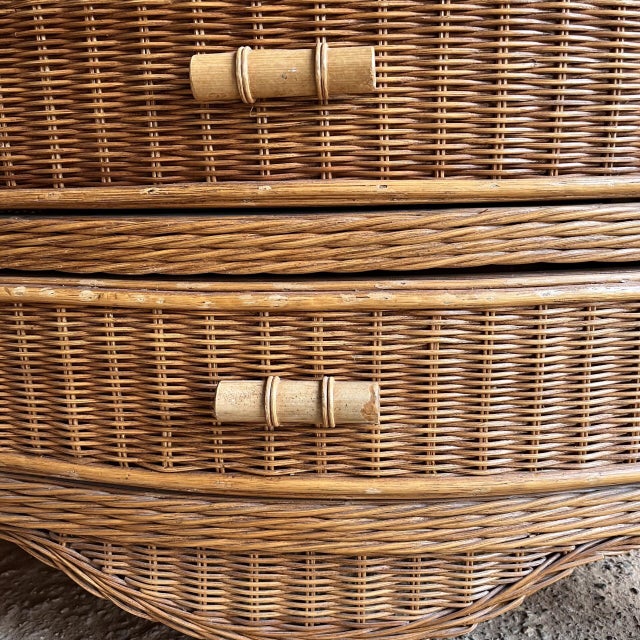 Vintage Wicker Serpentine Chest of Drawers For Sale - Image 3 of 10