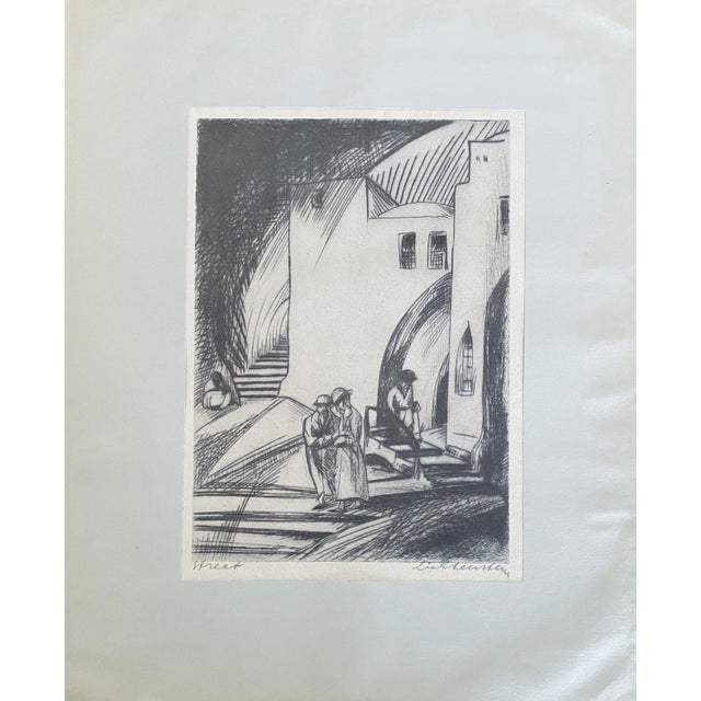 Post Impressionist Isaac Lichtenstein 1, Bezalel School Jerusalem Israeli Judaica Etching - Street For Sale - Image 3 of 8